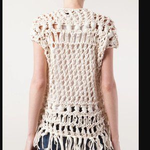 Junya Watanabe Comme des Garcons Cream Cotton Open Knit Netting Archive shirt